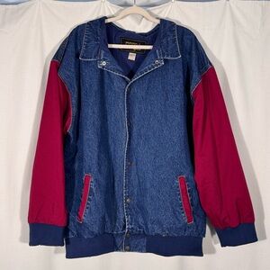 Vintage Cobra Denim Bomber Jacket w/ Red Sleeves